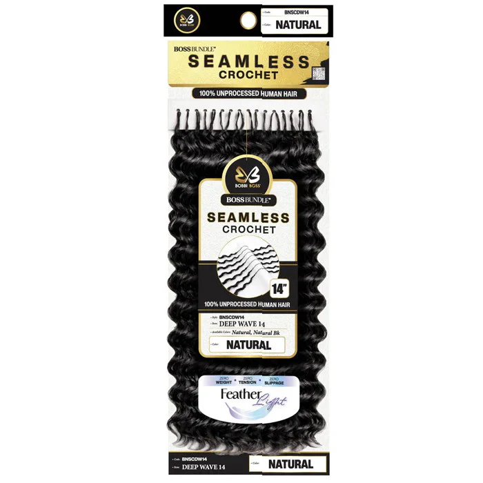 Bobbi Boss Bundle Seamless 100% Unprocessed Human Hair Feather Crochet Braids - DEEP WAVE 10/14/18"