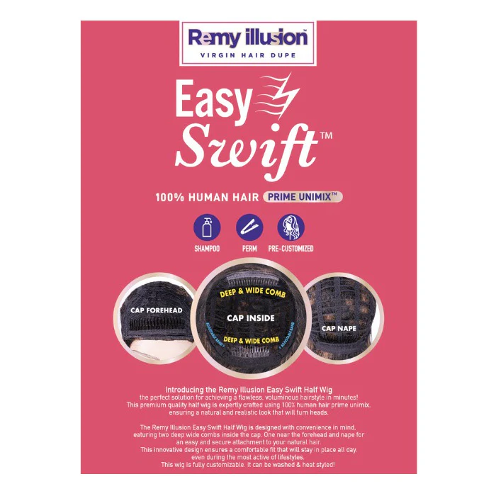 Janet Collection Remy Illusion Easy N Swift 100% Human Hair Prime Unimix Half Wig - DOHA - Image 8