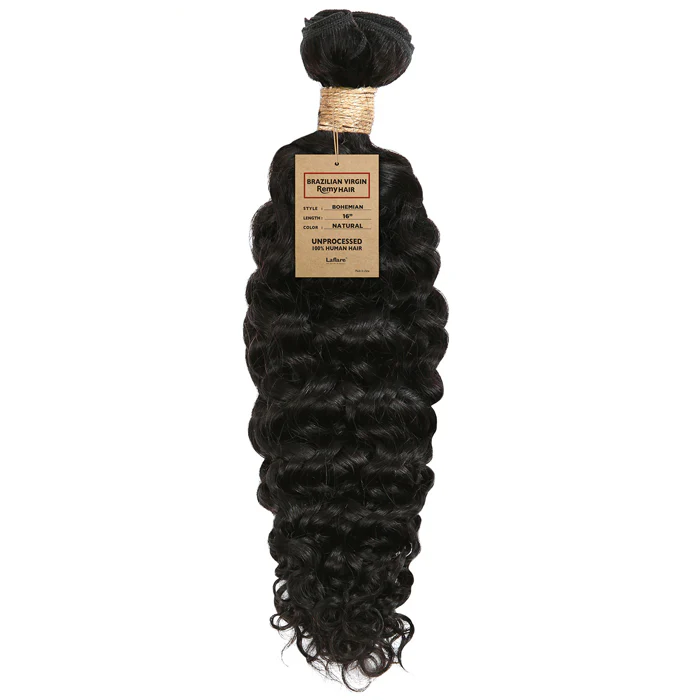 Laflare 100% Unprocessed Brazilian Virgin Remy Human Hair Weave - NATURAL BOHEMIAN 10/18/20" - Image 2