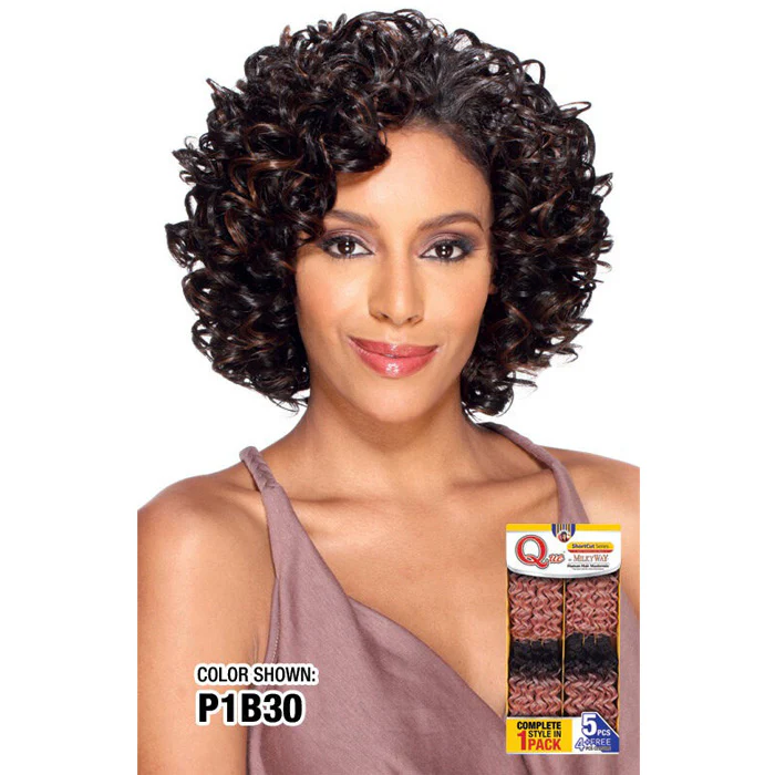 MilkyWay Que Short Cut Human Hair Weave 4 Bundle + Closure - Oprah 5PCS - Image 2
