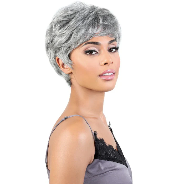 Motown Tress Human Hair Silver Gray Collection Full Wig - SH AISHA - Image 2