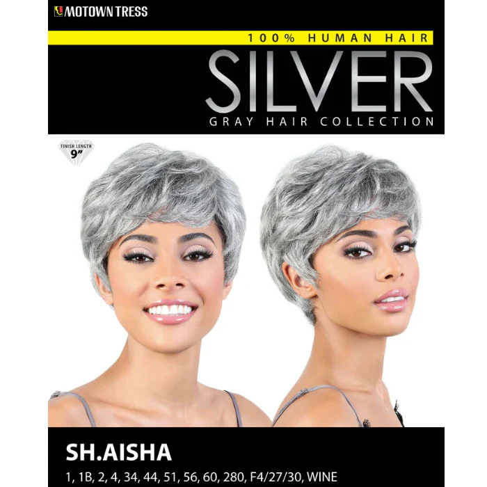 Motown Tress Human Hair Silver Gray Collection Full Wig - SH AISHA - Image 5