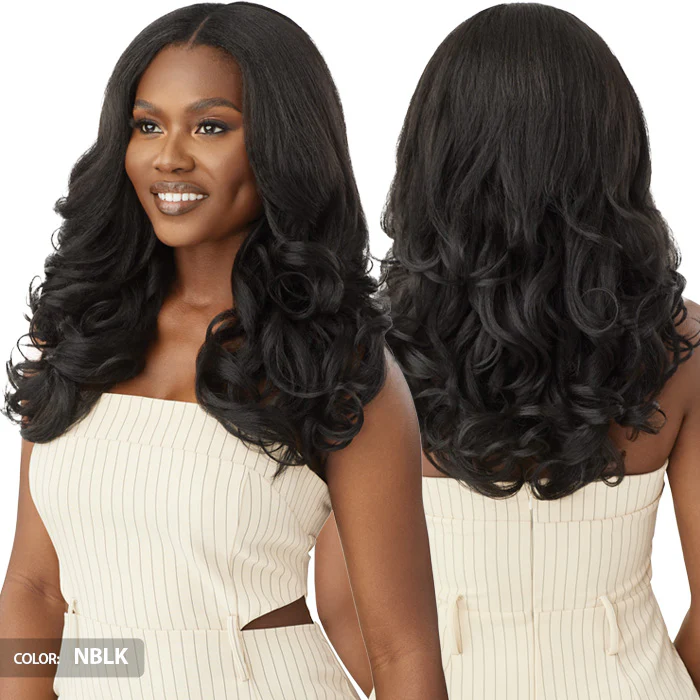 Outre Big Beautiful Hair Leave Out Wig Human Hair Premium Blend U-Part Cap Wig - DOMINICAN BODY CURL 20" - Image 3