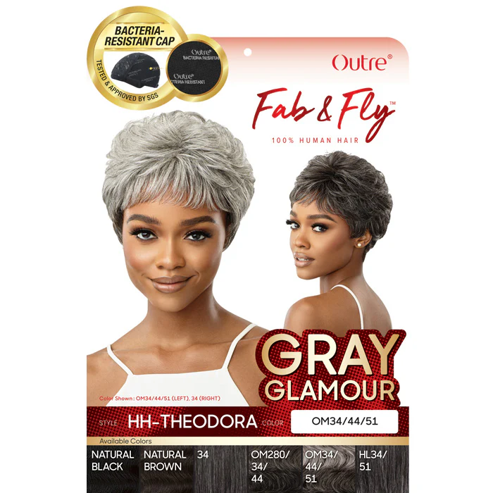 Outre Fab & Fly 100% Human Hair Full Cap Wig Gray Glamour - THEODORA - Image 4
