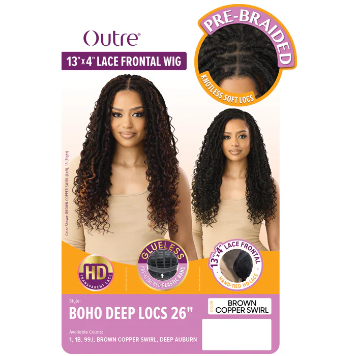 Outre Glueless Pre-Braided HD 13x4 Lace Front Wig - BOHO DEEP LOCS 26" - Image 4