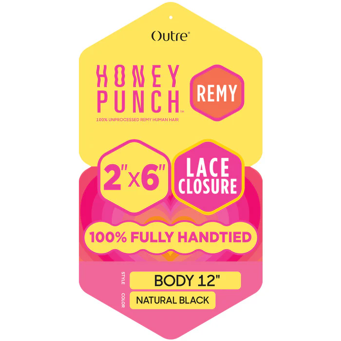 Outre Honey Punch 100% Unprocessed Remy Human Hair 2x6" Lace Closure - BODY 12/16" - Image 3