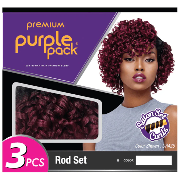 Outre Premium Purple Pack 100% Human Hair Blend Salon Set Curls Weave - ROD SET 3PCS - Image 4
