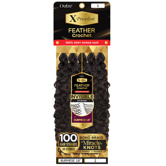 Outre X-Pression 100% Remy Human Hair Feather Crochet Braid - BURMESE 18"