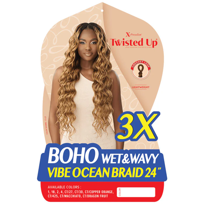 Outre X-Pression Twisted Up Pre-Loop Crochet Braid - BOHO WET & WAVY VIBE OCEAN BRAID 24" 3X - Image 3