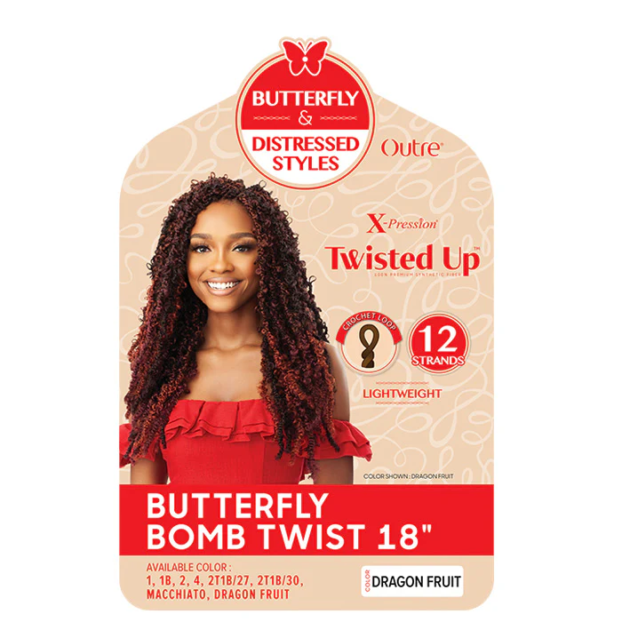 Outre X-Pression Twisted Up Pre-Looped Crochet Braids - BUTTERFLY BOMB TWIST 18" - Image 3