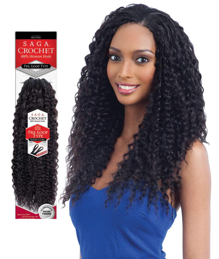 Saga Pre-Loop Type Human Hair Crochet Braid SUPER CURL 10"-18" (Copy) - Image 2