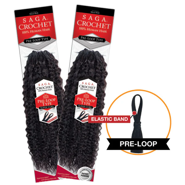 Saga Pre-Loop Type Human Hair Crochet Braid SUPER CURL 10"-18" (Copy) - Image 3