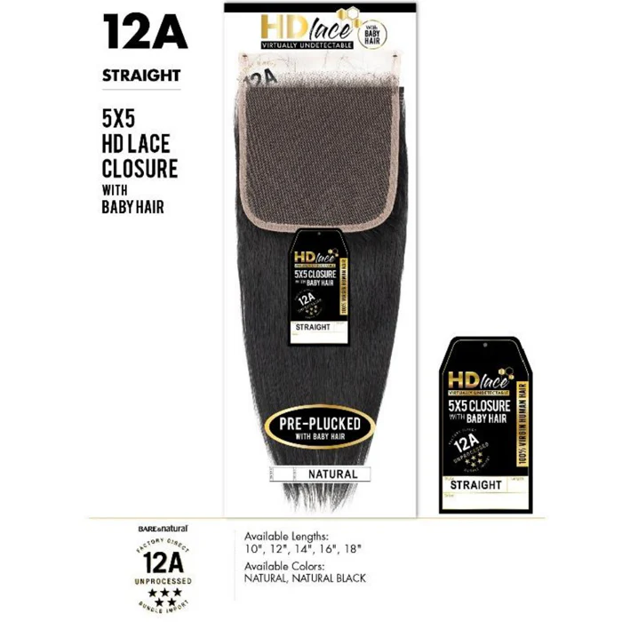 Sensationnel 12A 100% Virgin Human Hair 5X5 HD Lace Closure - STRAIGHT 16 - Image 2