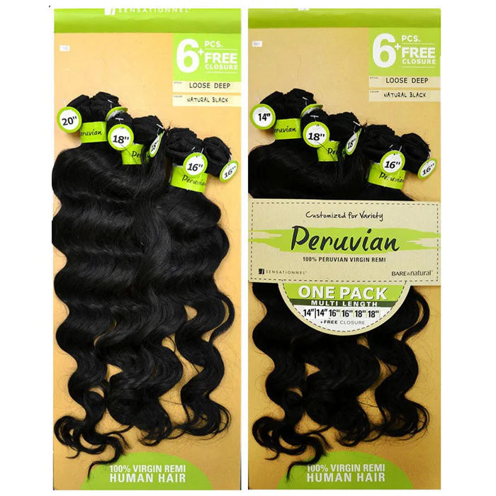 Sensationnel Bare & Natural Peruvian 100% Virgin Remi Weave - LOOSE DEEP 6 PCS + FREE CLOSURE - Image 3