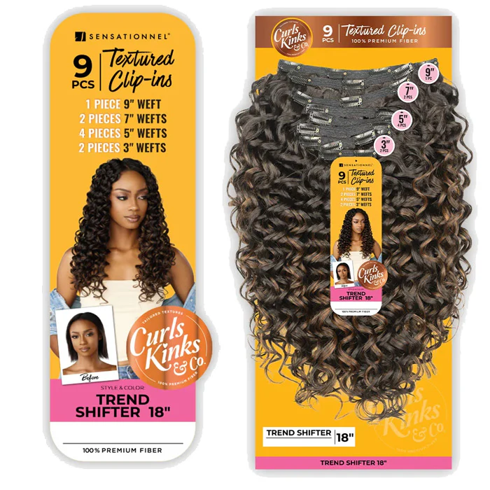 Sensationnel Curls Kinks & Co Textured Clip-Ins Weave - 9 PCS TREND SHIFTER 18" - Image 5