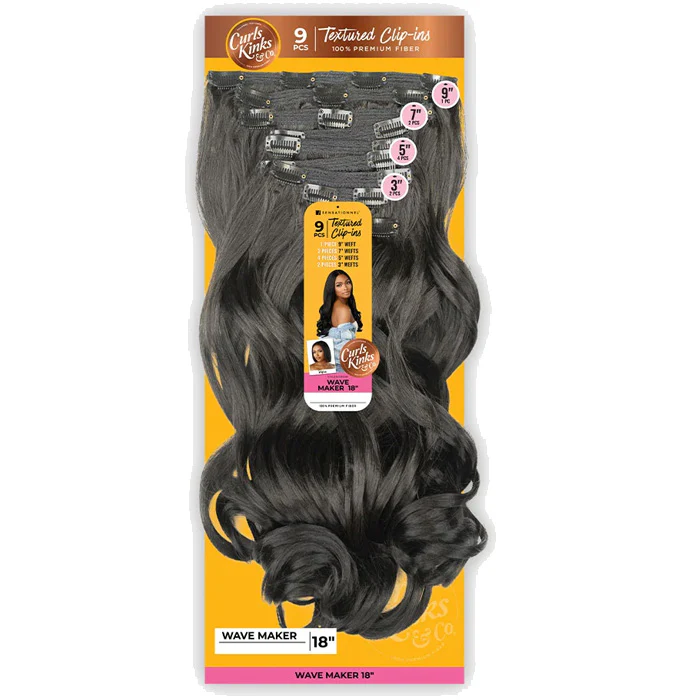 Sensationnel Curls Kinks & Co Textured Clip-Ins Weave - 9 PCS WAVE MAKER 18" - Image 4