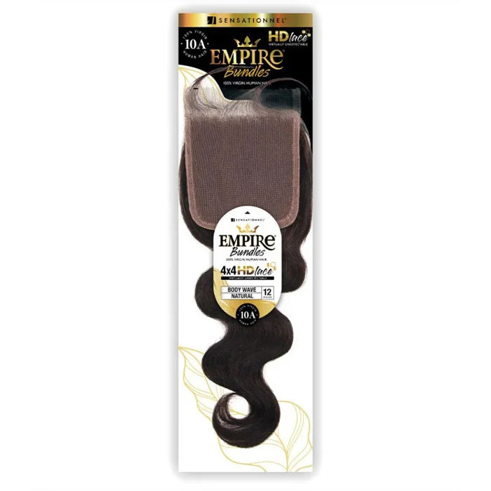 Sensationnel Empire Bundles 100% Virgin Human Hair 4X4 HD Lace Closure - BODY WAVE 10-18"
