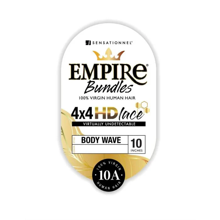 Sensationnel Empire Bundles 100% Virgin Human Hair 4X4 HD Lace Closure - BODY WAVE 10-18" - Image 2