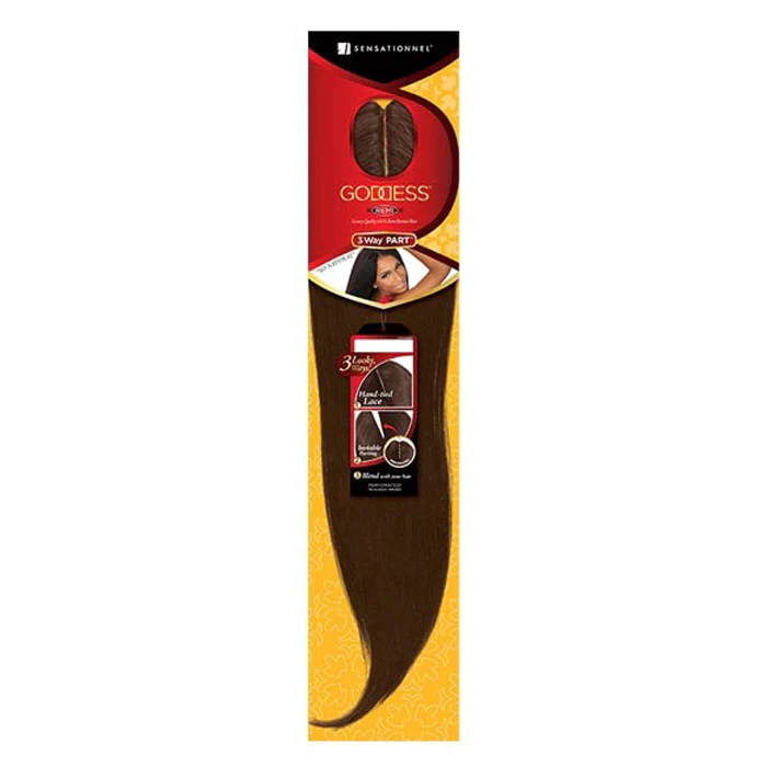 Sensationnel Goddess 100% Remi Human Hair 3 Way Part Closure - YAKI 10-12/14-16"