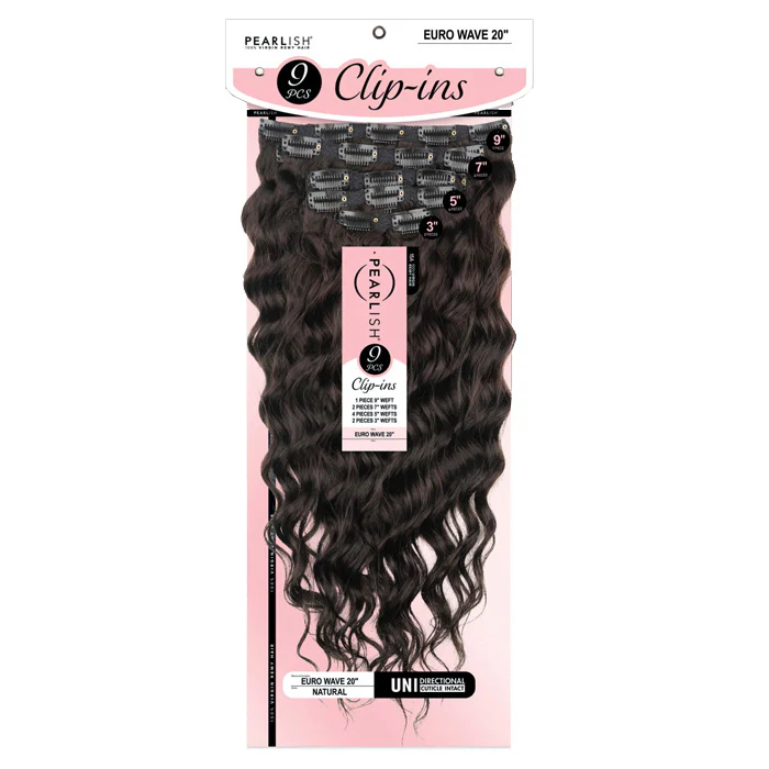 Sensationnel Pearlish 15A 100% Virgin Remy Hair 9 Pcs Clip-Ins Weave - EURO WAVE 20"