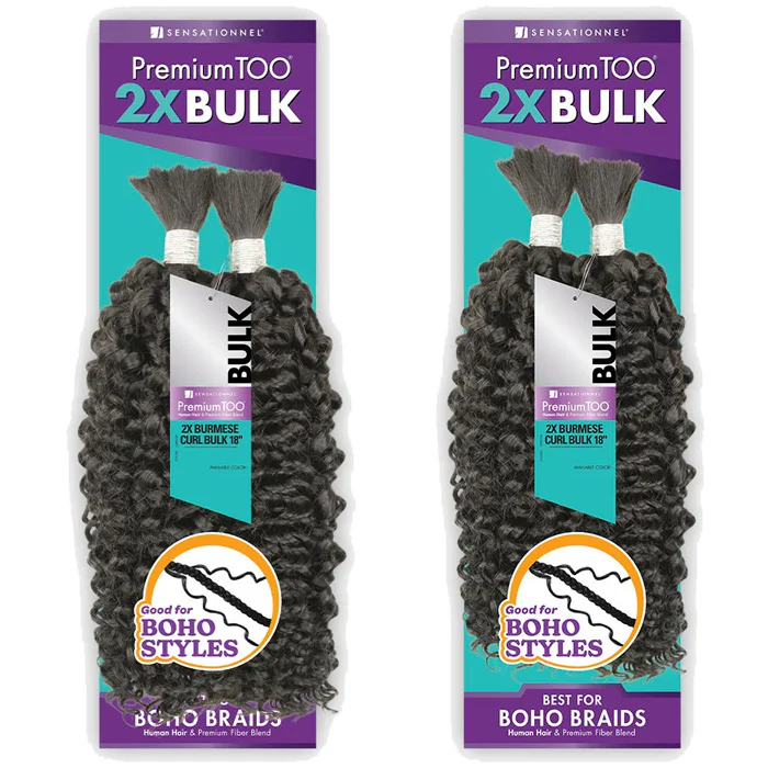 Sensationnel Premium Too Braids Multi Length - 2X BURMESE CURL BULK 14/18/22" - Human Hair Blend - Image 3