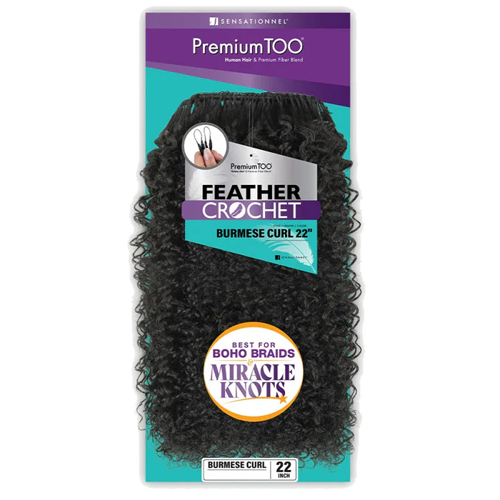 Sensationnel Premium Too Feather Crochet Braids Multi Length - BURMESE CURL 14/18/22" - Human Hair Blend - Image 3