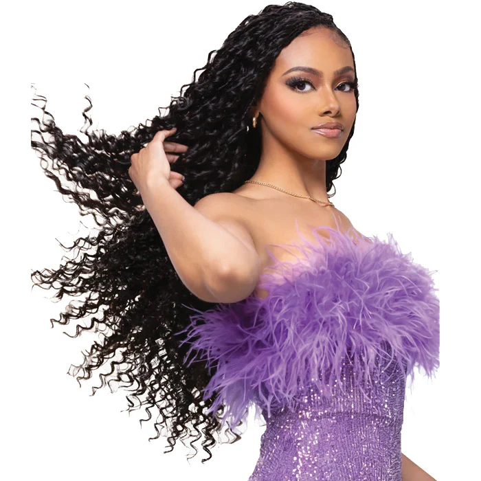 Sensationnel Premium Too Feather Crochet Braids Multi Length - BURMESE CURL 14/18/22" - Human Hair Blend - Image 6