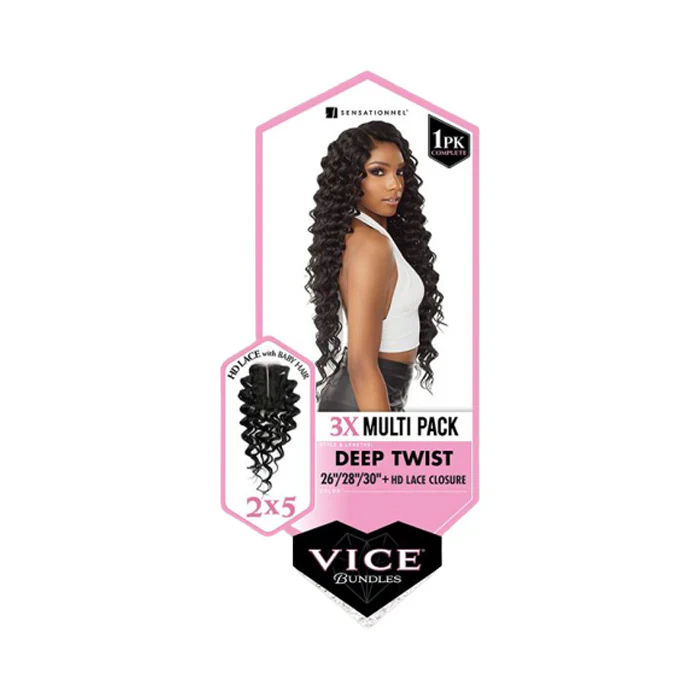 Sensationnel Vice Bundles 3X Multi Pack Weave + HD Lace Closure  - DEEP TWIST 14-30" - Image 12