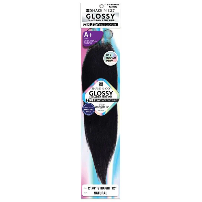 Shake N Go Glossy HD Lace Closure - 2X6 STRAIGHT 12" - 100% Virgin Remy Hair