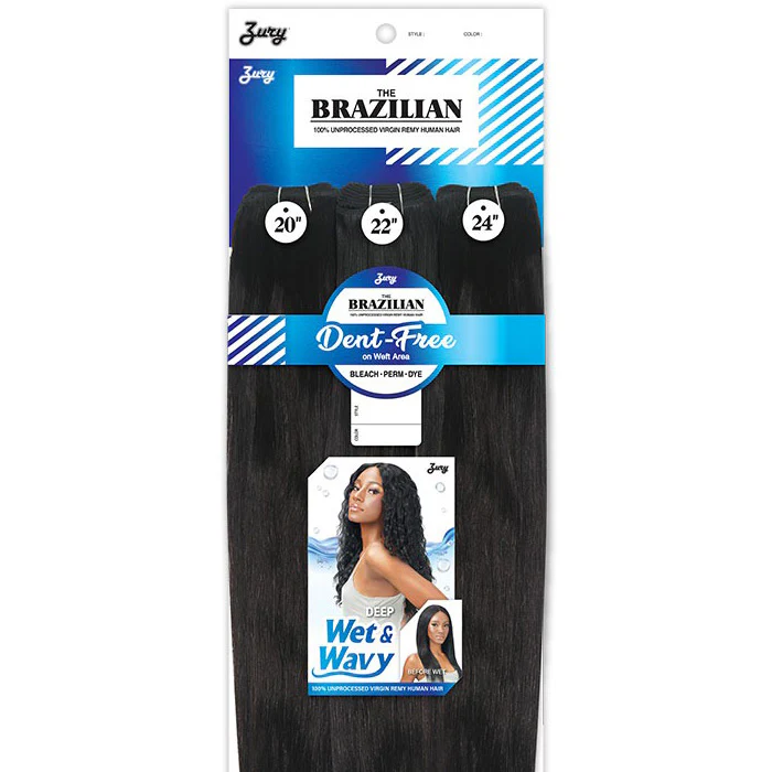 Zury Sis Brazilian Virgin Remy  100% Unprocessed Human Hair Dent-Free Wet & Wavy Weave Bundle - DEEP (10"-24") - Image 4