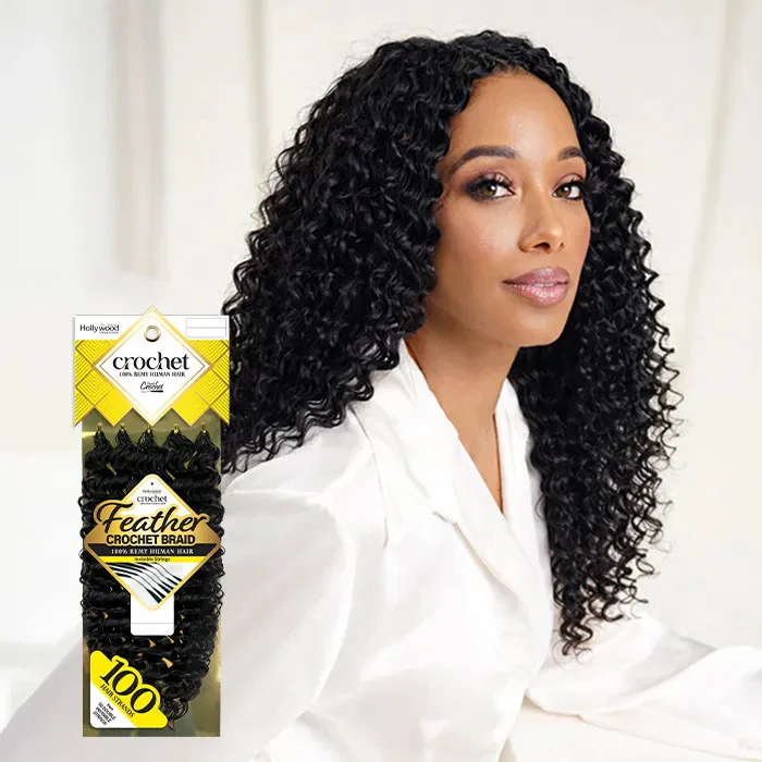 Zury Sis Hollywood Feather Crochet Braid - WATER 12" - 100% Remy Human Hair - Image 2